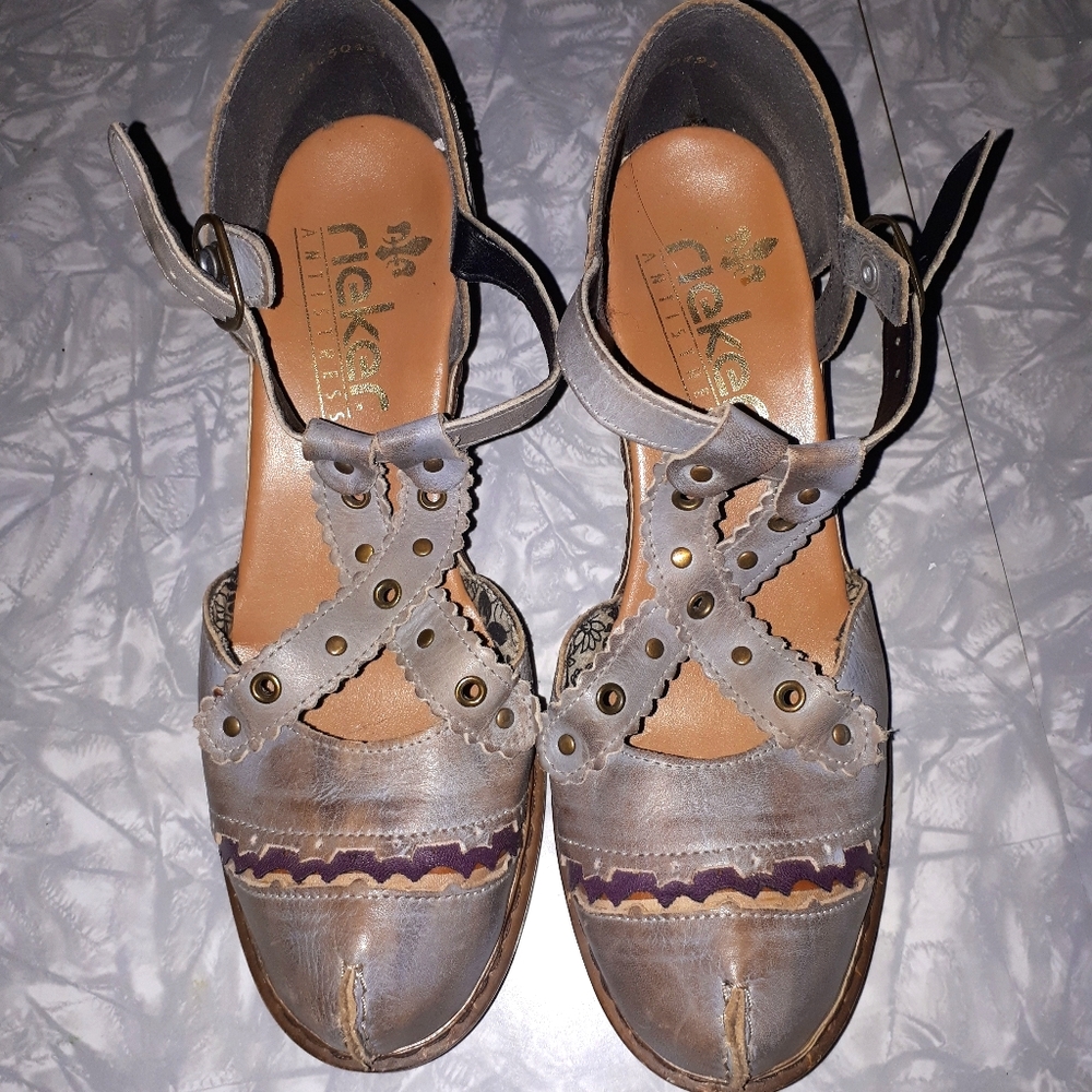Distressed leather strappy sandals